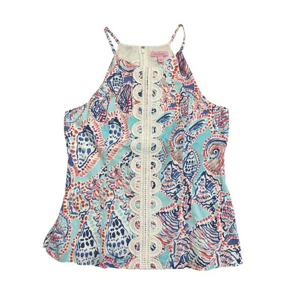 Lilly Pulitzer Annabell Halter/Tank Top Multi Shell Me About It Size 12 Preppy - Picture 3 of 9